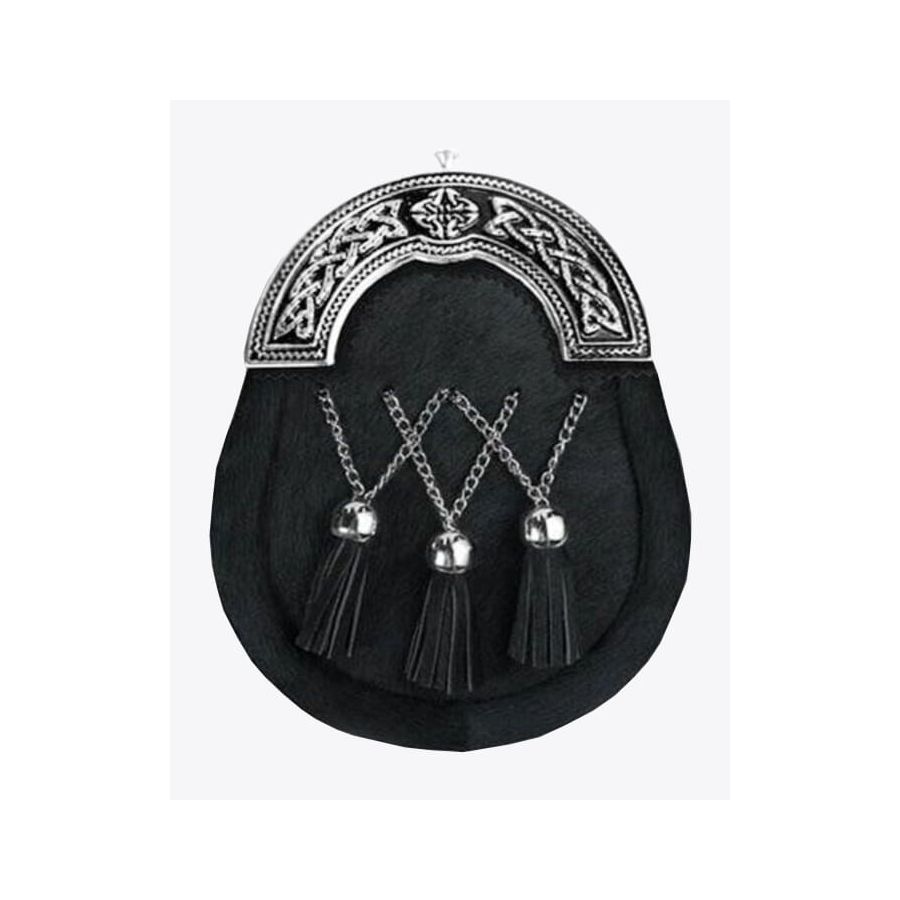 Black Watch Cast Castle Horse Hair Sporran With 5 Black Tassels main image 1