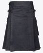 Black Denim Kilt for Men front