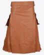 Brown Leather Kilt for Men with Pockets front