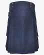 Dark Blue Denim kilt front