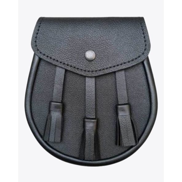 3 Tassel Black Leather Sporran