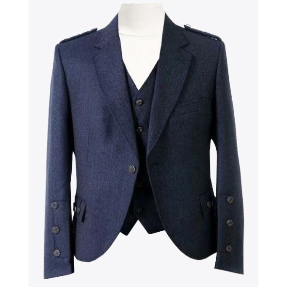 Arrochar Tweed Argyll Jacket & Waistcoat Navy Blue