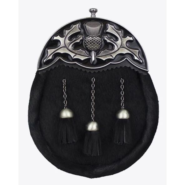 Black Enamel Antique Thistle Cantle Dress Sporran