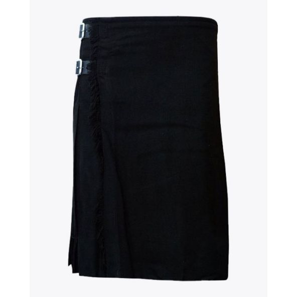 Solid Black Tartan Kilt