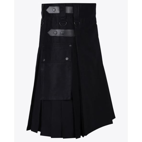 Utility Black Kilt for Men