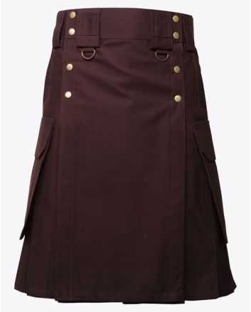 Brown Utility Kilt with Cargo Pockets