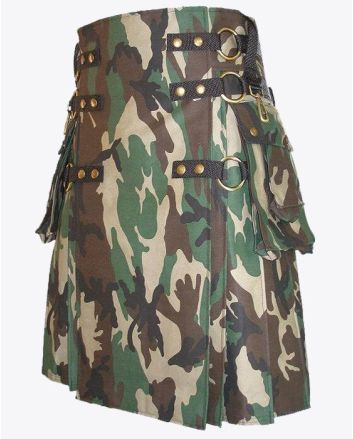 Camo Utility Kilt with cargo pockets