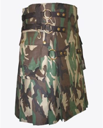 Camo Utility Kilt with cargo pockets