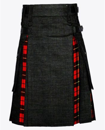 Denim & Tartan Hybrid Kilt for Men