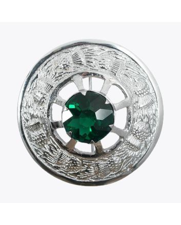Thistle Green Stone Kilt Brooch